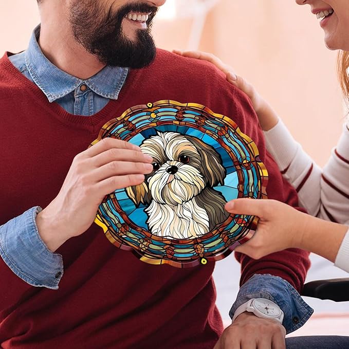 Shih Tzu Yard and Garden Wind Spinner, Unique 3D Hanging Shih Tzu Wind Spinner