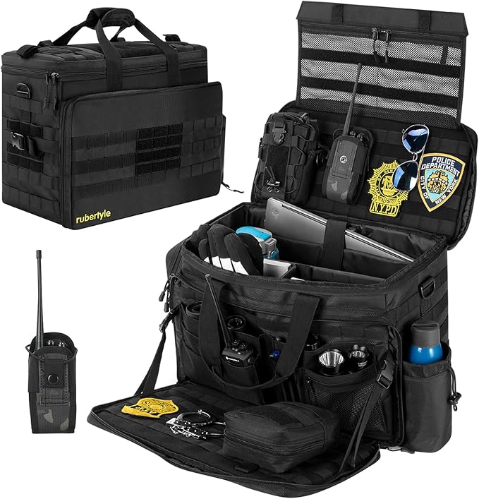 Car Front Seat Organizer | 45L size 17" laptop compatible | Combination Lock file bag | Military Tactical Briefcase | Military Duffle for patrol, Gym, Camping, Hunting, Range | DIY space