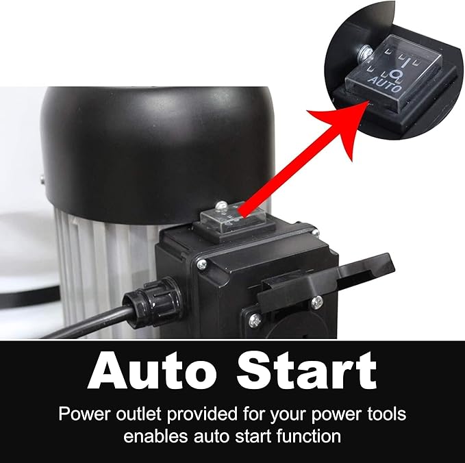 BUCKTOOL 1.2 HP Auto Start 750CFM Dust Collector with 3 Dust Collection Bag, 5.4 Cubic Bag Capacity and 5 PCS Reducer for Woodworking