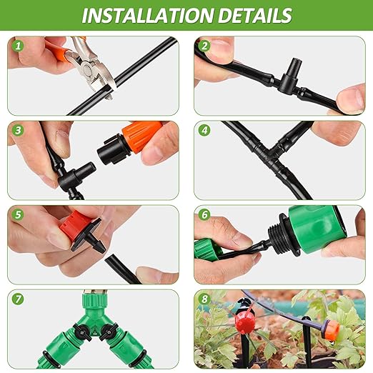 LasTool Garden Watering System,164FT/50M Drip Irrigation System Kits with 1/4 inch Blank Distribution Tubing Hose, Automatic Irrigation Equipment Set for Patio Lawn