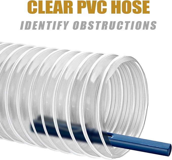 PVC Dust Collection Hose 6" x 10', Puncture Resistant Clear PVC Dust Collection Hose for dust collection systems by Oycevila