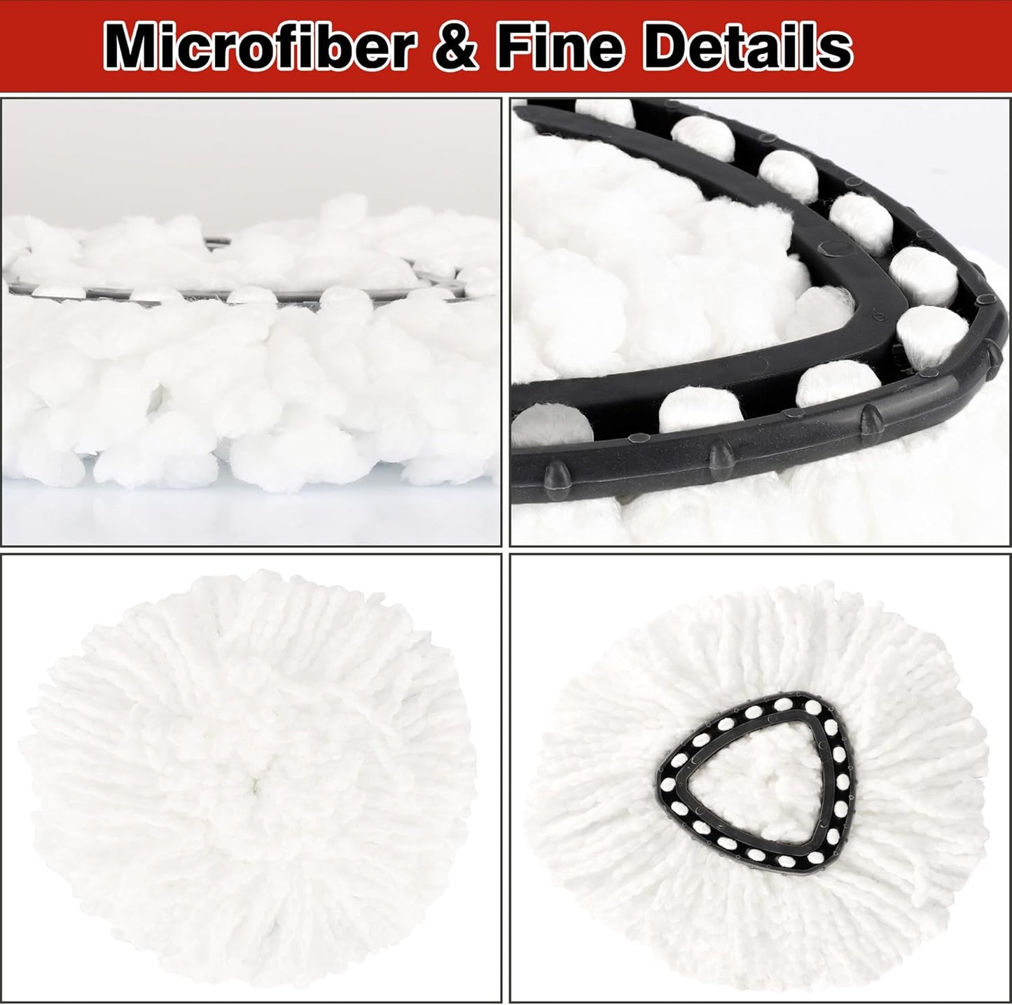 8 Pack Spin Mop Replacement Heads, 100% Microfiber Mop Head Replacement Compatible with Triangle Spin Mop for Easy Wring, 360 Degree Spinning Mop Replace Head for Floor Cleaning