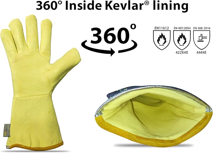SpecxArmor® Graywolf® Kevlar Aluminized Heat Resistant Welding Glove/Large/1472°F │Fire Gloves│Kevlar Gloves│High Heat │Foundry gloves│