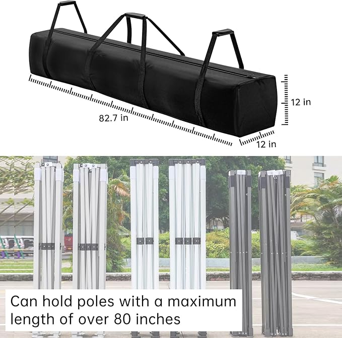 Large Tent Storage Bag Tent Pole Bag - 83''L x 12''W - Tailored for Tent Poles, Suitable for Various Party Tent Canopy Models, Heavy-Duty Design with Reinforced Handles and Dual Zipper
