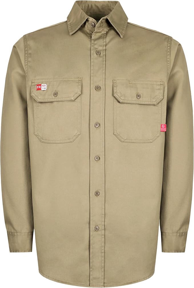 TICOMELA FR Shirts for Men Flame Resistant Shirt CAT2 Light Weight 6.5oz Fire Retardant Men's Welding Shirt