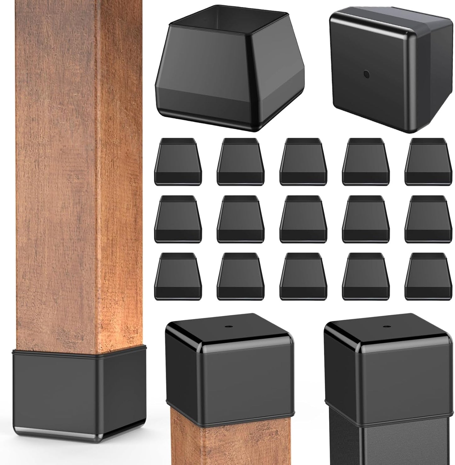 Furniture Sliders,24 PCS Square Chair Leg Sliders for Carpet, Furniture Movers Sliders, Carpet Chairs Furniture Glides, Floor Protectors, Carpet Moving Sliders Easily Move. (Black,Fit:1.2-1.6").