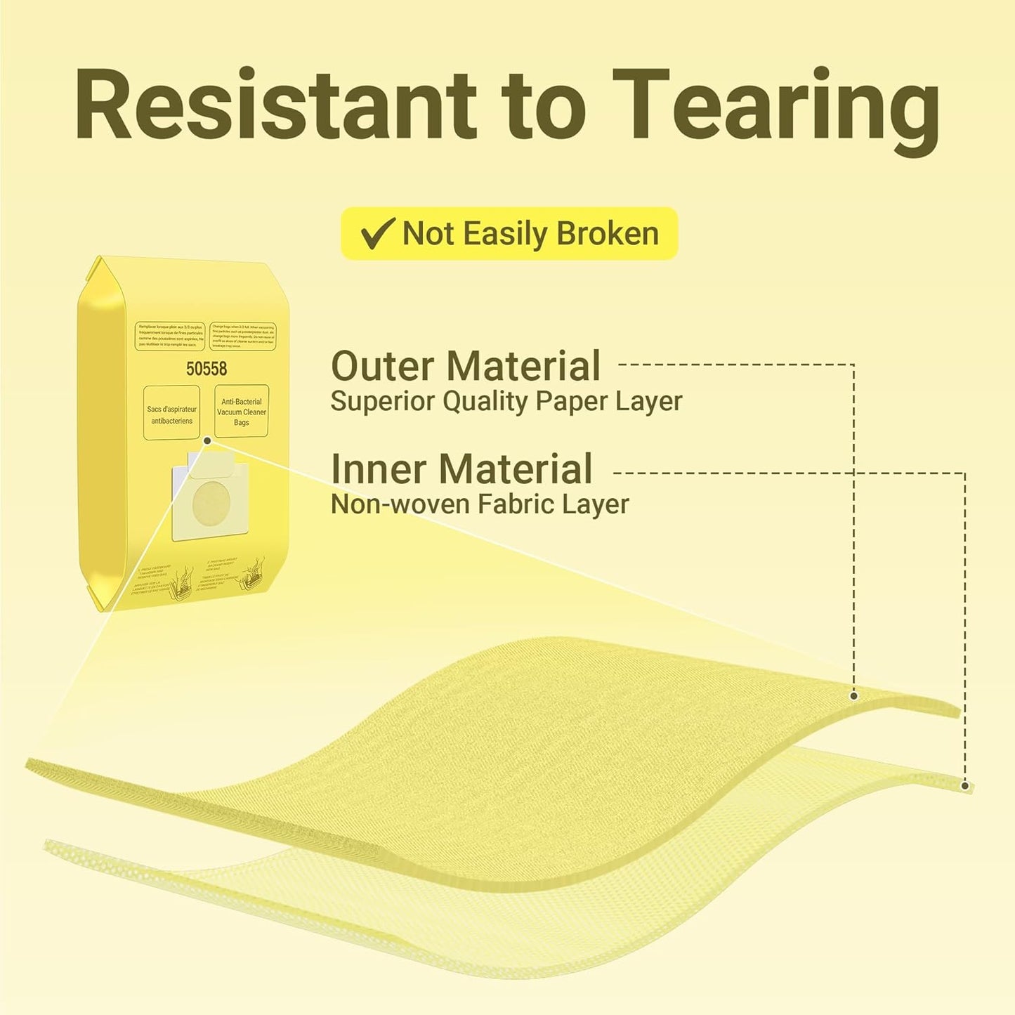50558 Vacuum Cleaner Bags Replacement for Kenmore Canister Type C/Q 5055, 50555, 50557, 50558 and Pana·sonic Type C-5, C-18, 200 Series, 400 Series, 600 Series, 800 Seires Vacuum - 10 Pack