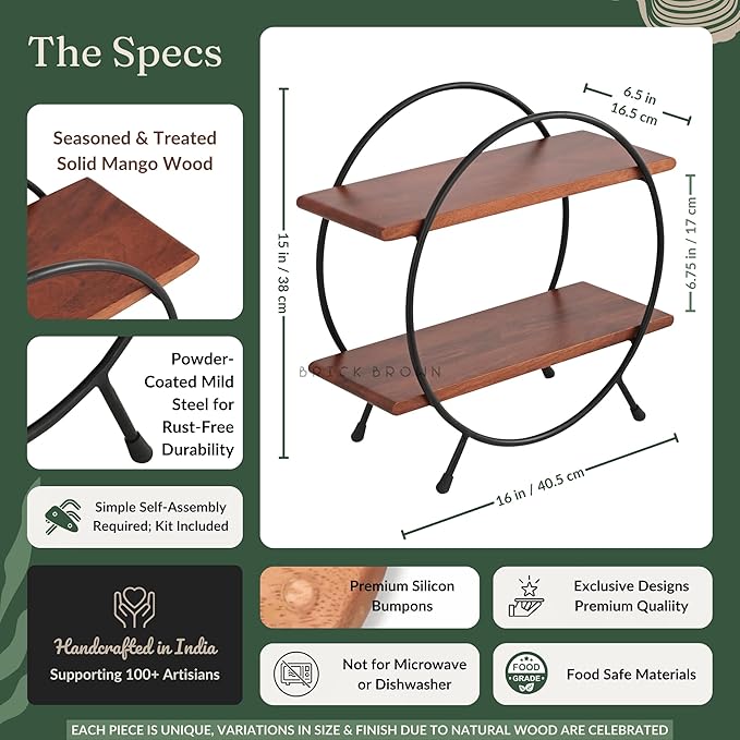 Premium Circular Kitchen Organizer Rack/Kitchen Storage Rack/Spice Rack/Wooden Organizer in Mahogany Finish (Self Assembly) (15X16X7 INCH)