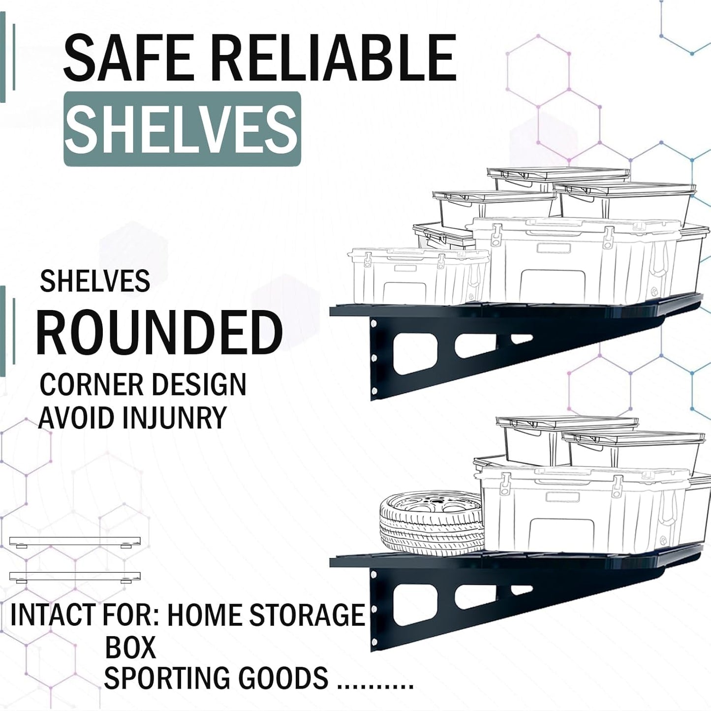 4-Pack 2x4ft Garage Wall Shelving, 4 Shelf Total 16 ft(L) Garage Shelving Wall Mounted, Heavy-Duty Storage Shelves, Perfect for Holding Storage Bins, Sporting Goods, Tools, and More Space-Saving