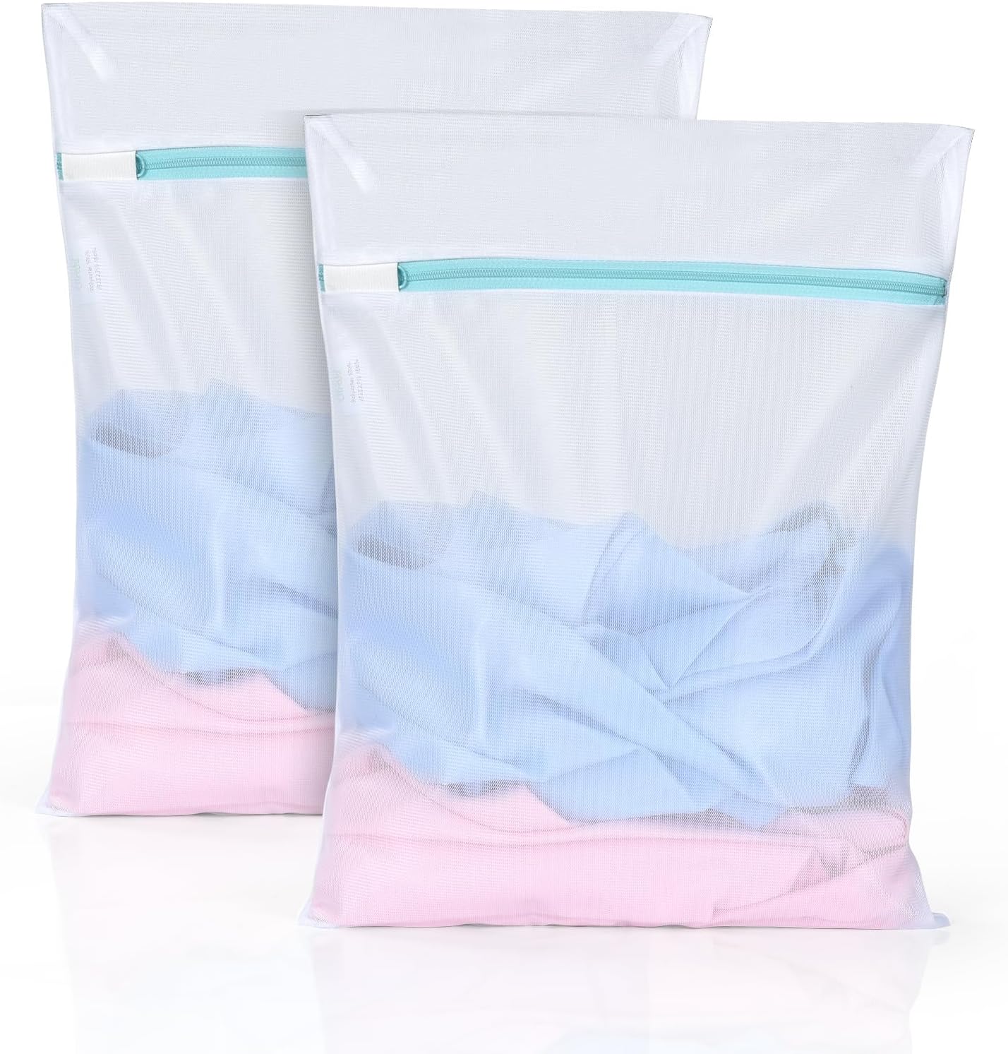 OTraki 12x16 Inch Mesh Laundry Bag 2 Pack Small Lingerie Sock Bag Washing Machine Soft Fine Mesh Zipper Laundry Bra Underwear Wash Bag for Home Travel White