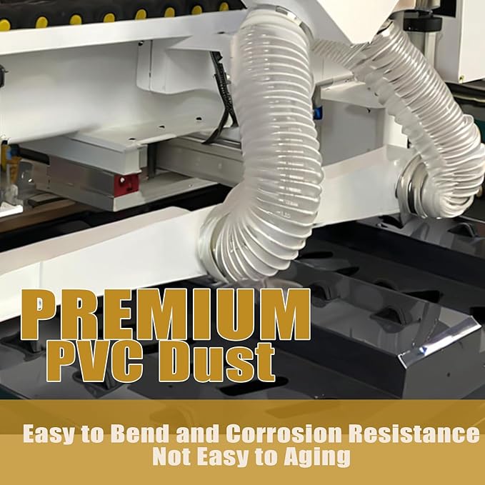 PVC Dust Collection Hose 2 1/2" x 5', Puncture-Resistant, Flexible Clear PVC Collection Hose with Carbon Steel Wire Coil for Dust Collectors by Oycevila