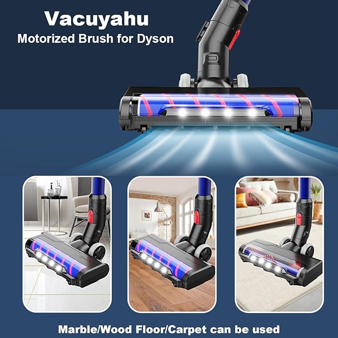 Motorized Brush with Headlights for Dyson V10 V11 Vacuum Cleaners,Updated Motorhead Attachment for HardWood Floor or Carpet Cleaning,Replacement Head Compatible with Dyson V10 Models