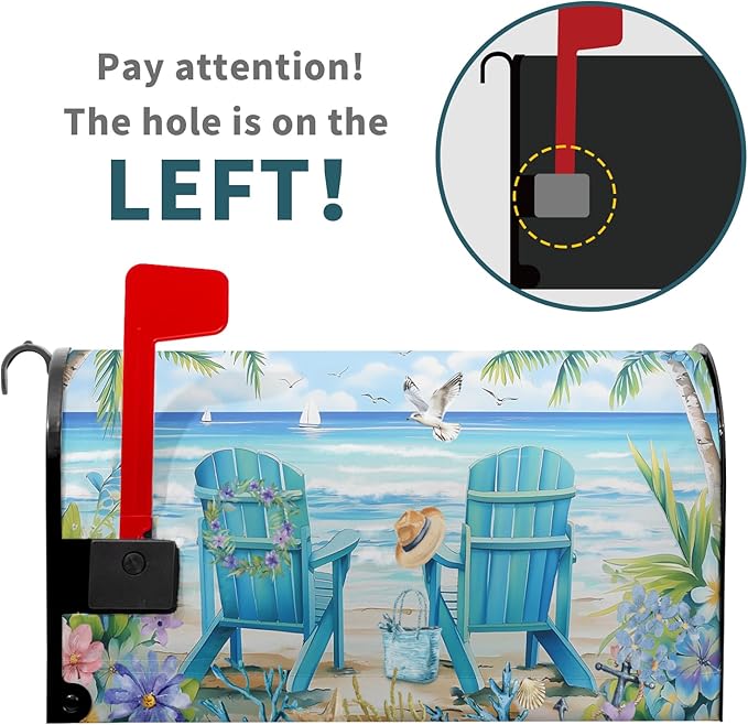 Summer Magnetic Mailbox Cover Standard Size 21x18 Inch Nautical Coastal Post Letter Box Wrap Decor Seaside Escape Dust-Proof Letterbox Covers Protection