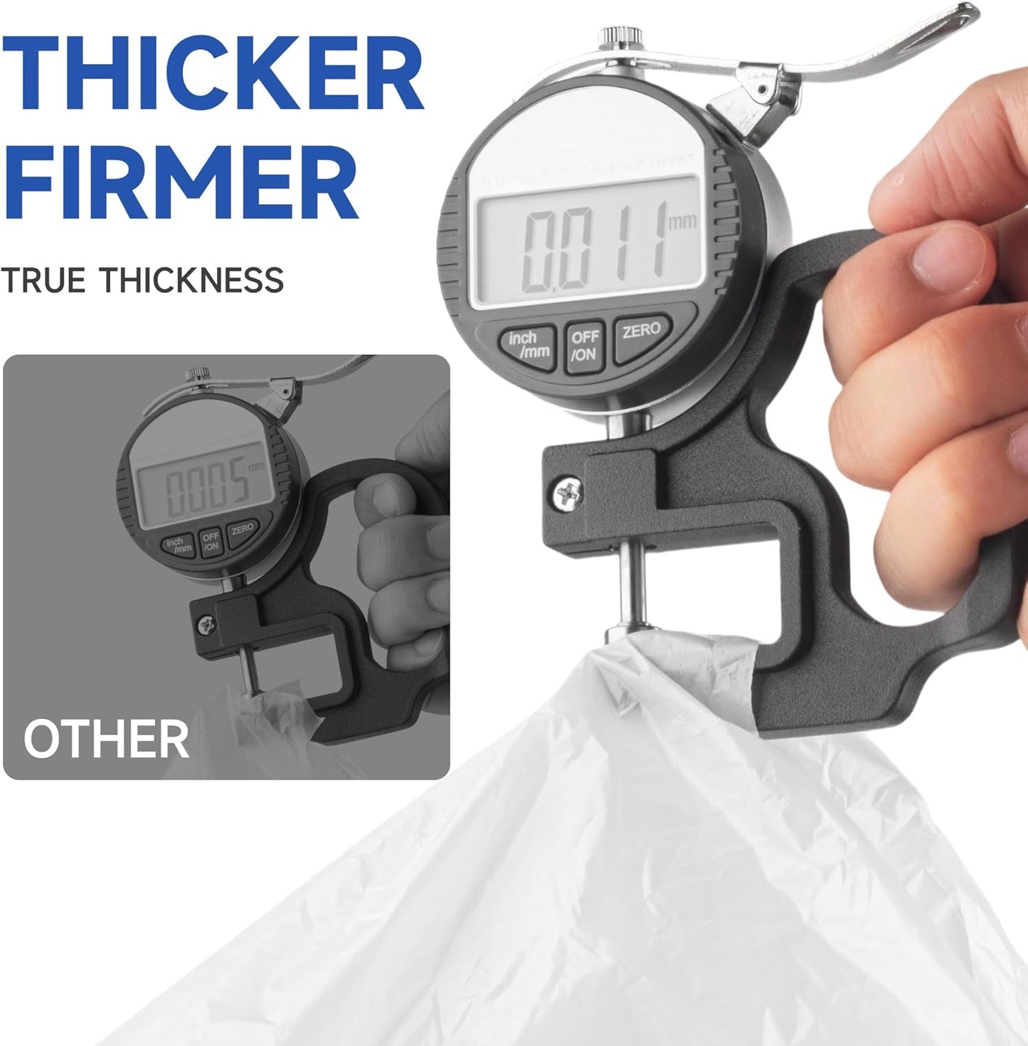 Small Trash Bags with Handles 13 Gallon 20 Count White - Ocean Plastic Upcycling - Plastic Garbage Bags, Can Bin & Waste Basket Liner for Kitchen, Bathroom, Office and Pets