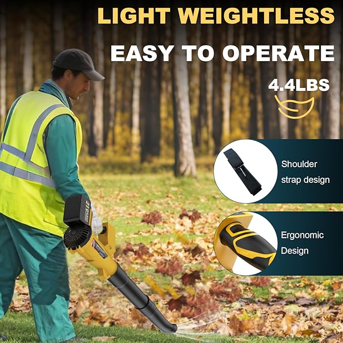 Cordless Leaf Blower with Battery and Charger, 540 CFM/170 MPH Electric Blower Cordless, 2 X 4.5Ah Lightweight Battery Operated Leaf Blower for Patio Cleaning Lawn Care Debris and Dust