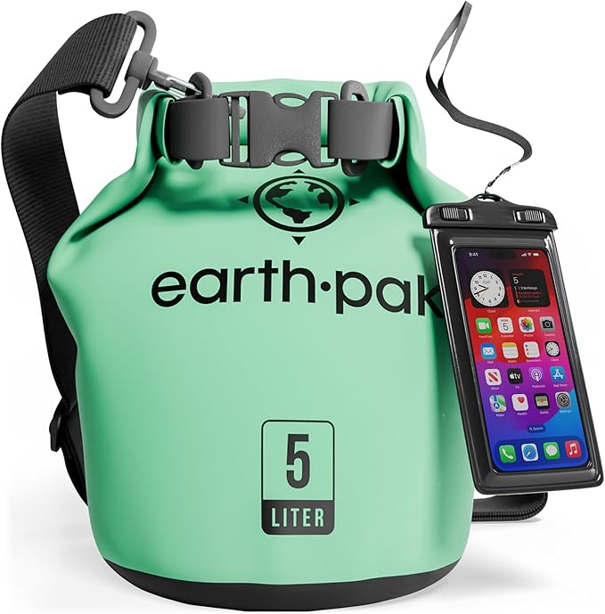 Earth Pak Waterproof Dry Bag - Roll Top Waterproof Backpack Sack Keeps Gear Dry for Kayak with Waterproof Phone Case