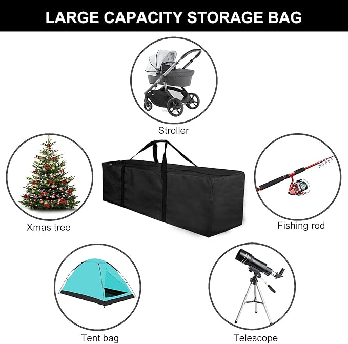 INFANZIA 47 inch Duffel Travel Sports Equipment Bag, 2PCS Long Luggage Bag with Upgrade Zipper Water Resistant, Extra Large Foldable Storage Bag for Camping, Tent, Tripod, Fishing