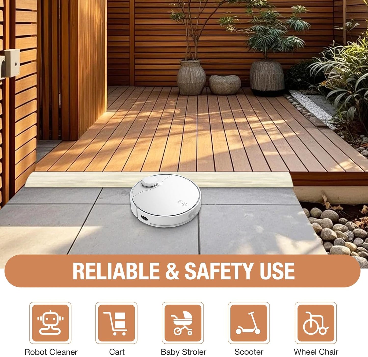 Floor Transition Strip Self Adhesive Vinyl Door Threshold for Doorways Carpet Edging Trim Overlap Edge Reducer for Laminate Floor, Carpet, Tile (Beige Wood Grain, 1/5" to 2/5", 6.6Ft)