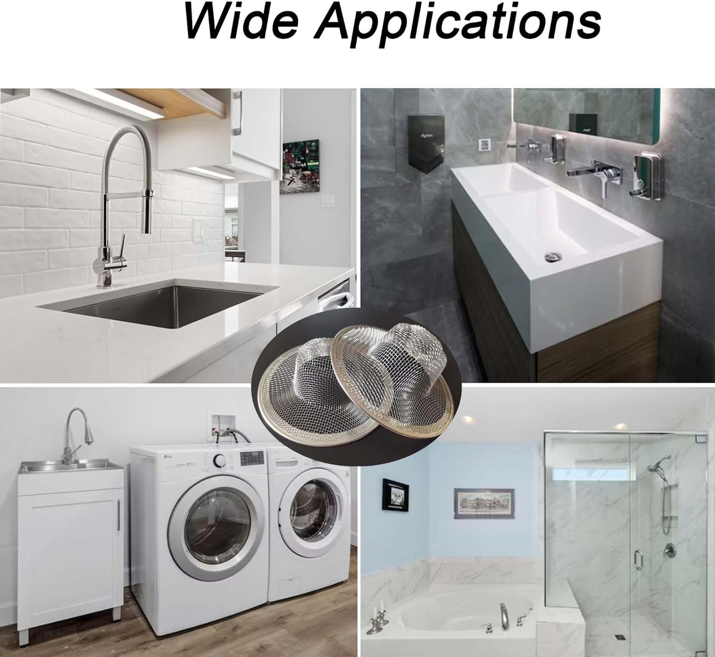 10PCS Mesh Sink Drain Strainer Bathroom, 2.75" Stainless Steel Slop Basket Filter Trap Hair Catcher, Tub Drain Screen Filter Cover Mesh Bathroom Bathtub RV Laundry Lavatory Balcony Utility