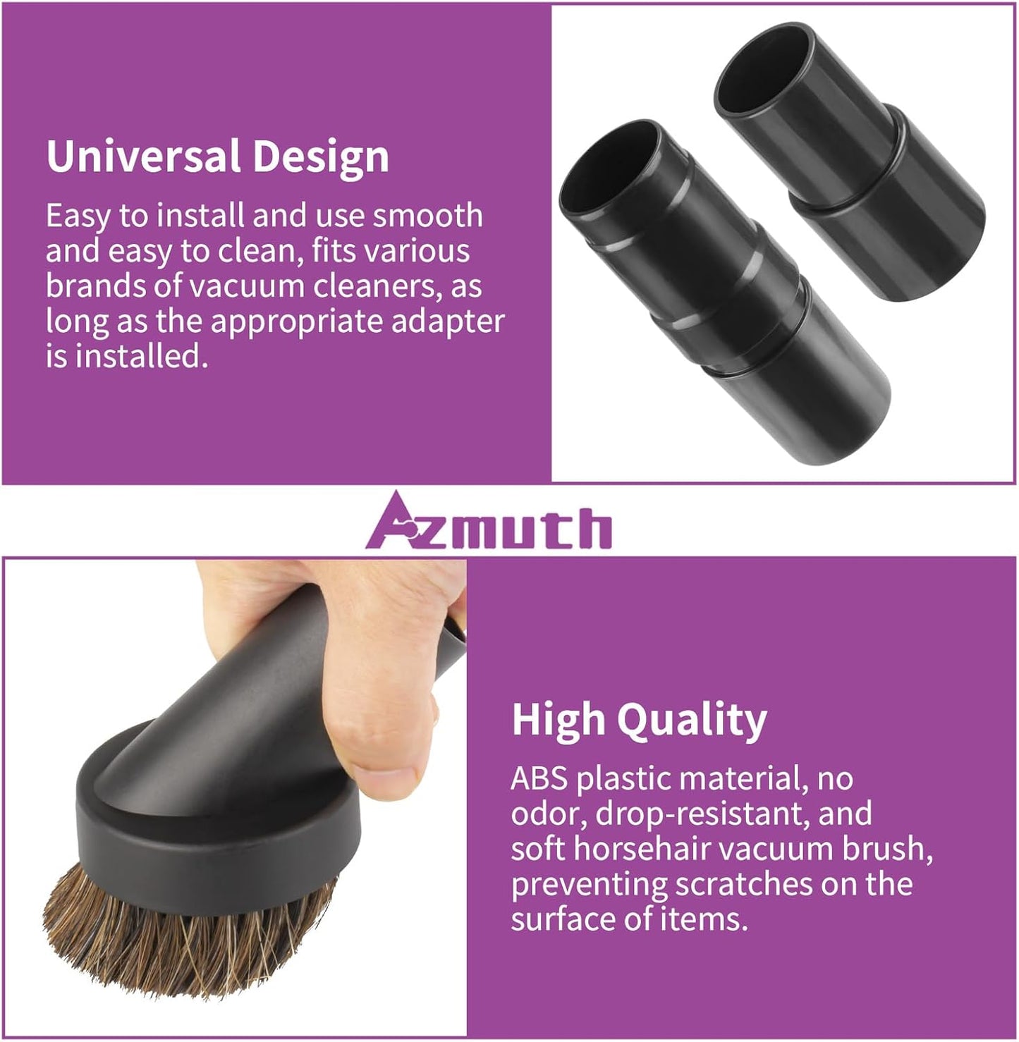 3 Pcs 25mm Soft Horsehair Vacuum Brush Attachment with Vacuum Hose Adapter for Shark Vacuum Attachments, Vacuum Attachment for Shop Vac Vacuum and Most Household Vacuum Cleaner