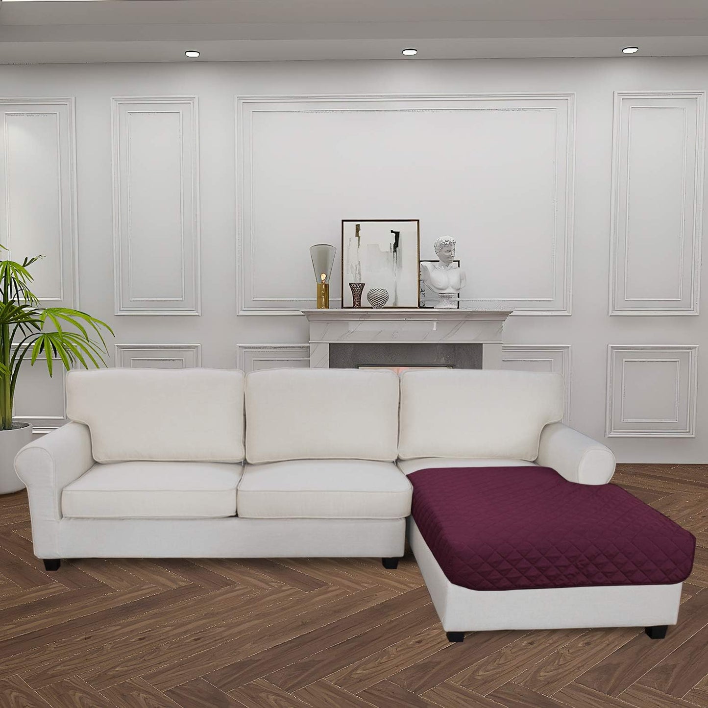 Easy-Going Sectional Couch Covers for Dogs L Shape Sofa Cover Reversible Sofa Slipcover Chaise Lounge Cover Furniture Protector Cover for Pets Dog Cat (42 x 68 inches, Wine/Wine)