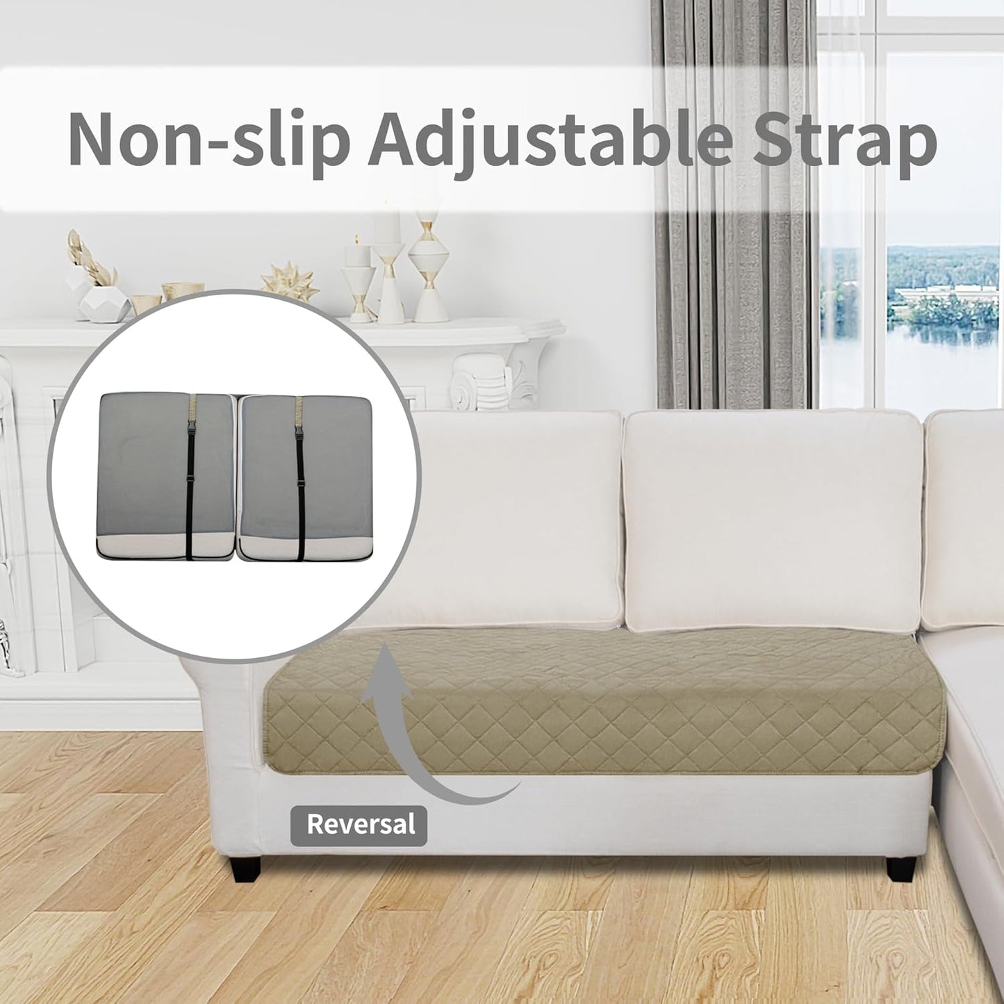 Easy-Going Sectional Couch Covers for Dogs L Shape Sofa Cover Reversible Sofa Slipcover Chaise Lounge Cover Furniture Protector Cover for Pets Dog Cat (30 x 50 inches, Beige/Beige)