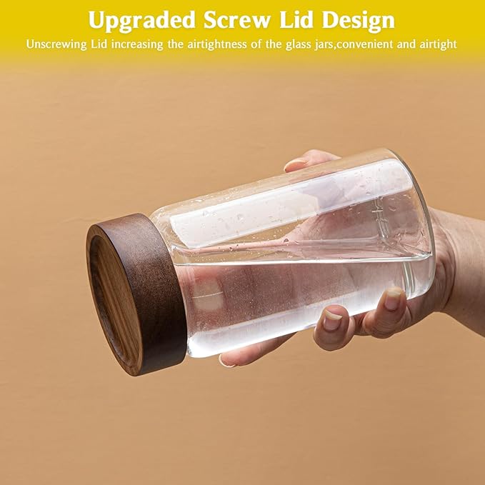 Glass Coffee Jars with Top Screw Lid Round Food Storage Canister Clear Glass Jar for Pantry Sugar Tea Coffee Bean Spice Nuts Cookies Bath Salts (2×550ml(18oz))