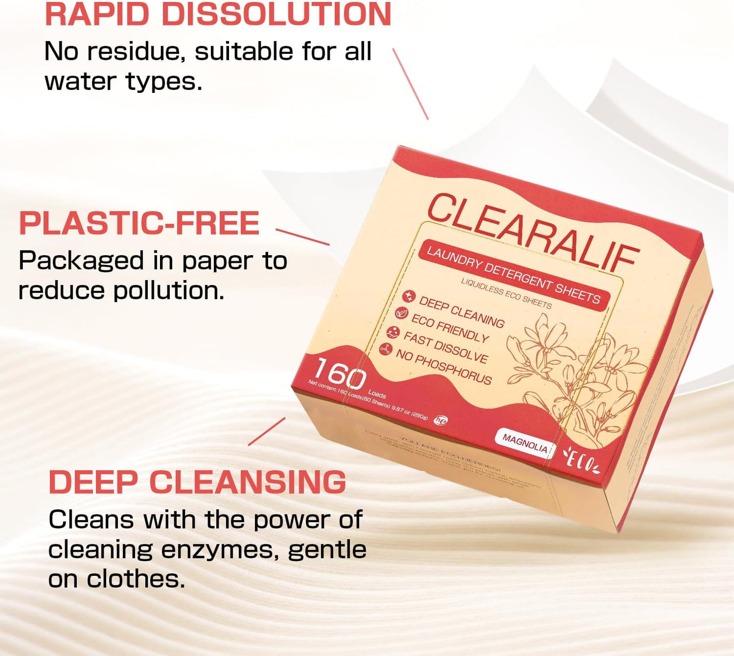CLEARALIF All in One Laundry Detergent Sheets Kit, Magnolia Scent, 160 Loads Laundry Sheets + 160 Drying Sheets, Laundry Set Great for Travel, Softener Sheets Eco Package Friendly & Hypoallergenic