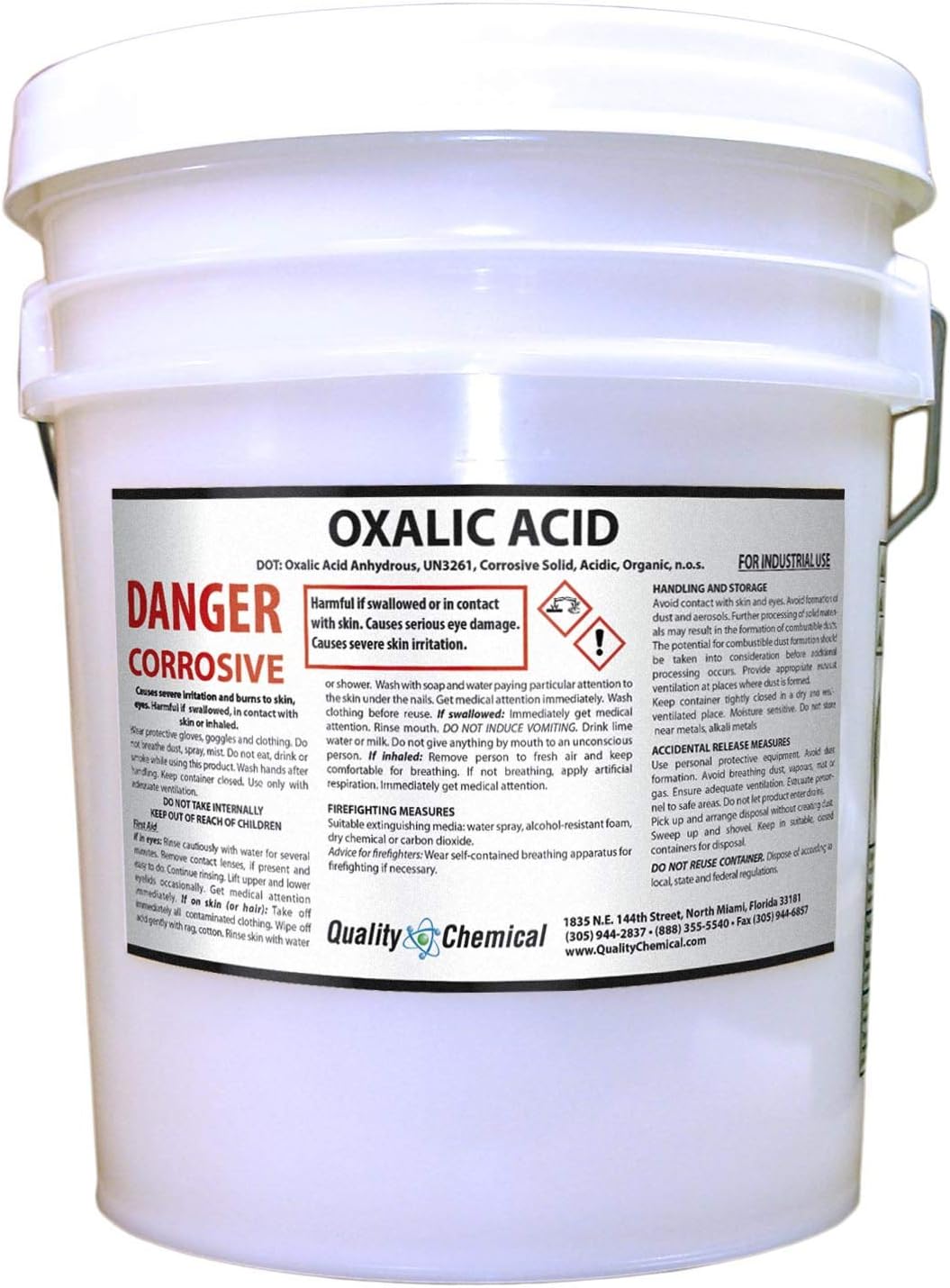 Oxalic Acid - 99.6% - 40 lb. PAIL (C2H2O4) - Metal Cleaning- Rust Removal, Wood Bleaching & Stain Remover and More!