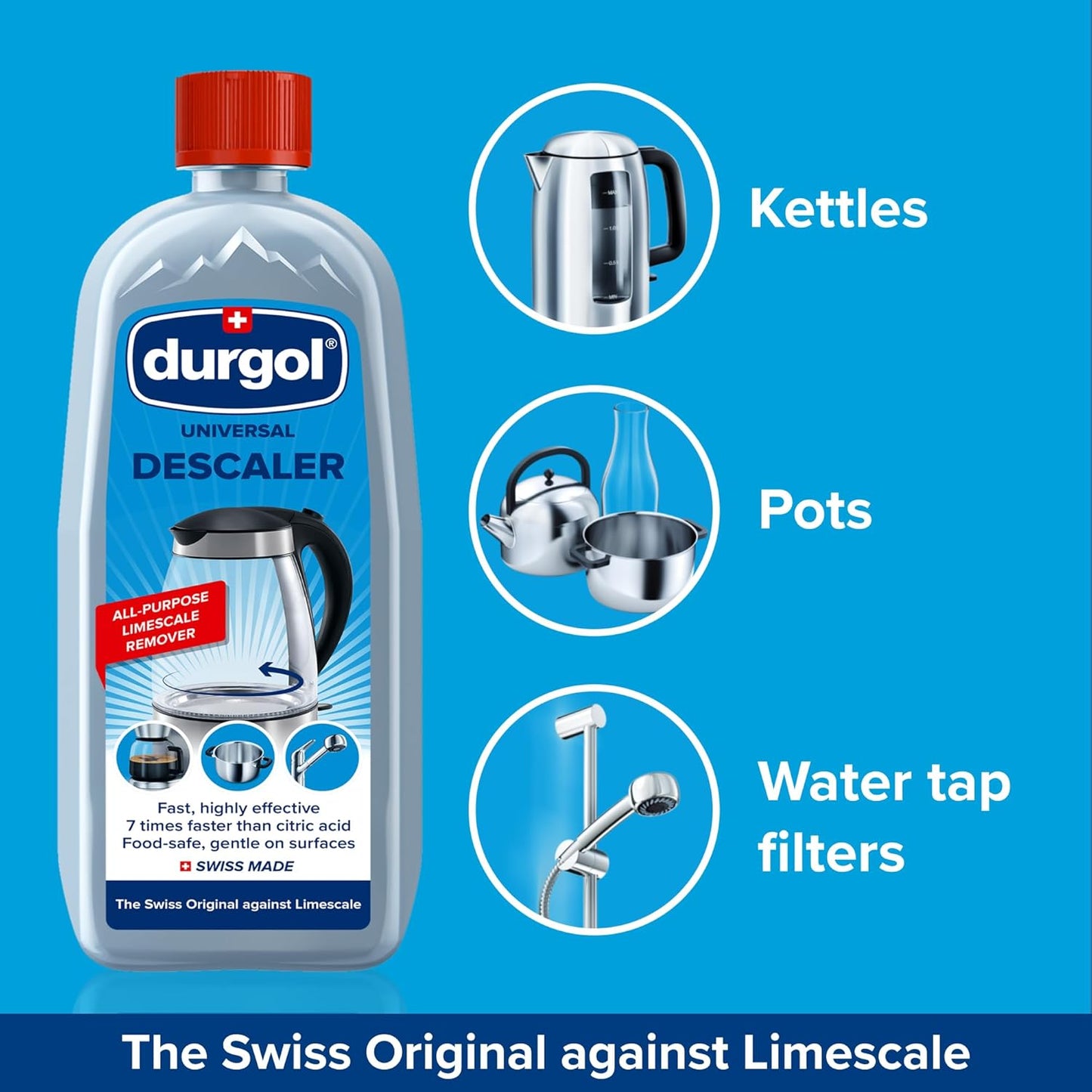 Durgol Universal, Multi-Purpose Descaler and Decalcifier for Household Items, 16.9 Fluid Ounces (Pack of 1) Blue