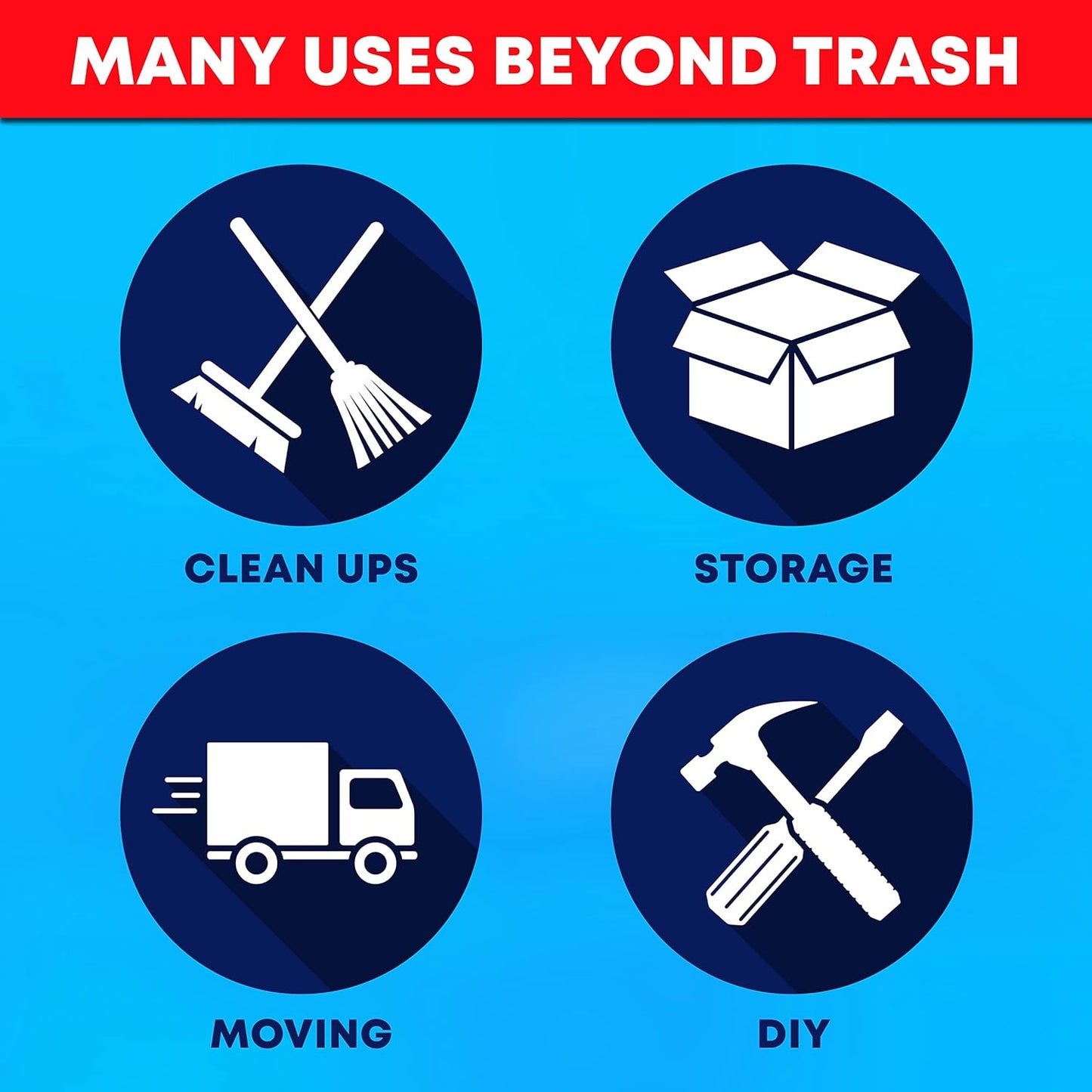 Tasker 55-60 Gallon Trash Bags Heavy Duty, (Value Pack 100 Bags w/Ties) Large Black Outdoor Trash Bags, Extra Large Trash Can Liners, 60 Gal, 55 Gal, 50 Gallon Trash Can Liner Capacity