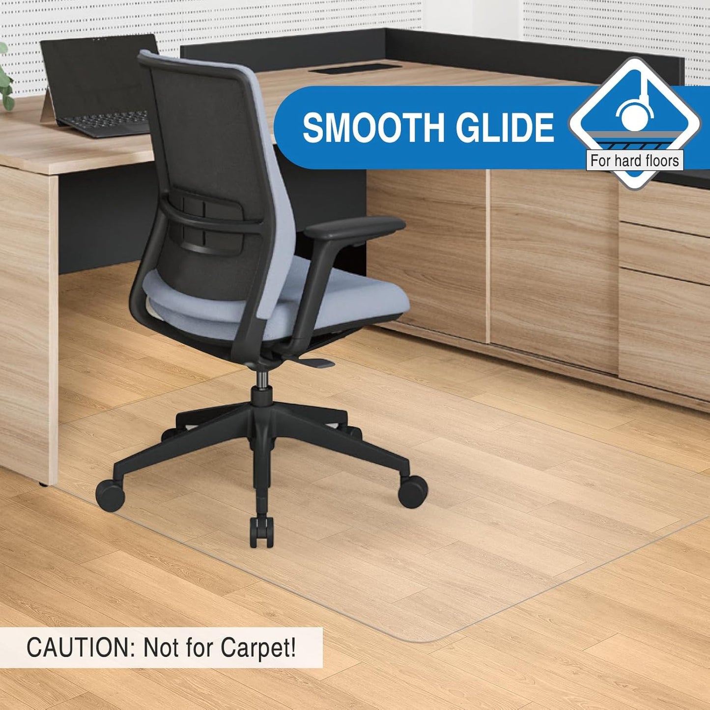 Clear Chair Mat, FUNMAT 36" x 28" Chair Mat for Hard Floors, Vinyl Floor Mat for Home Office Kitchen Living Room, Not for Carpet