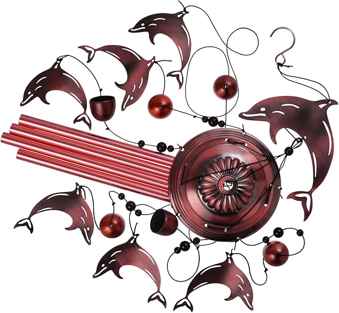Dolphin Wind Chimes for Garden, Home, Balcony, Yard, Outdoor Decoration, Blessing Wind Bells, Memorial Wind Chime, Wind Catcher, Dolphins Wind Chimes Xmas Gifts for Mom, Grandma, Family, Women, Friend