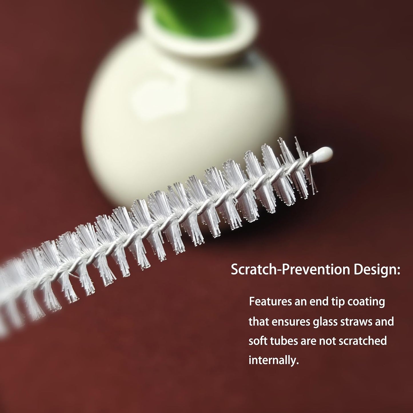 Straw Cleaner Brush Extend 10inch, Straw Brush Cleaner with Nylon Bristles, Reusable Straw Cleaner for Glass Straw/Water Bottles and Pipes.