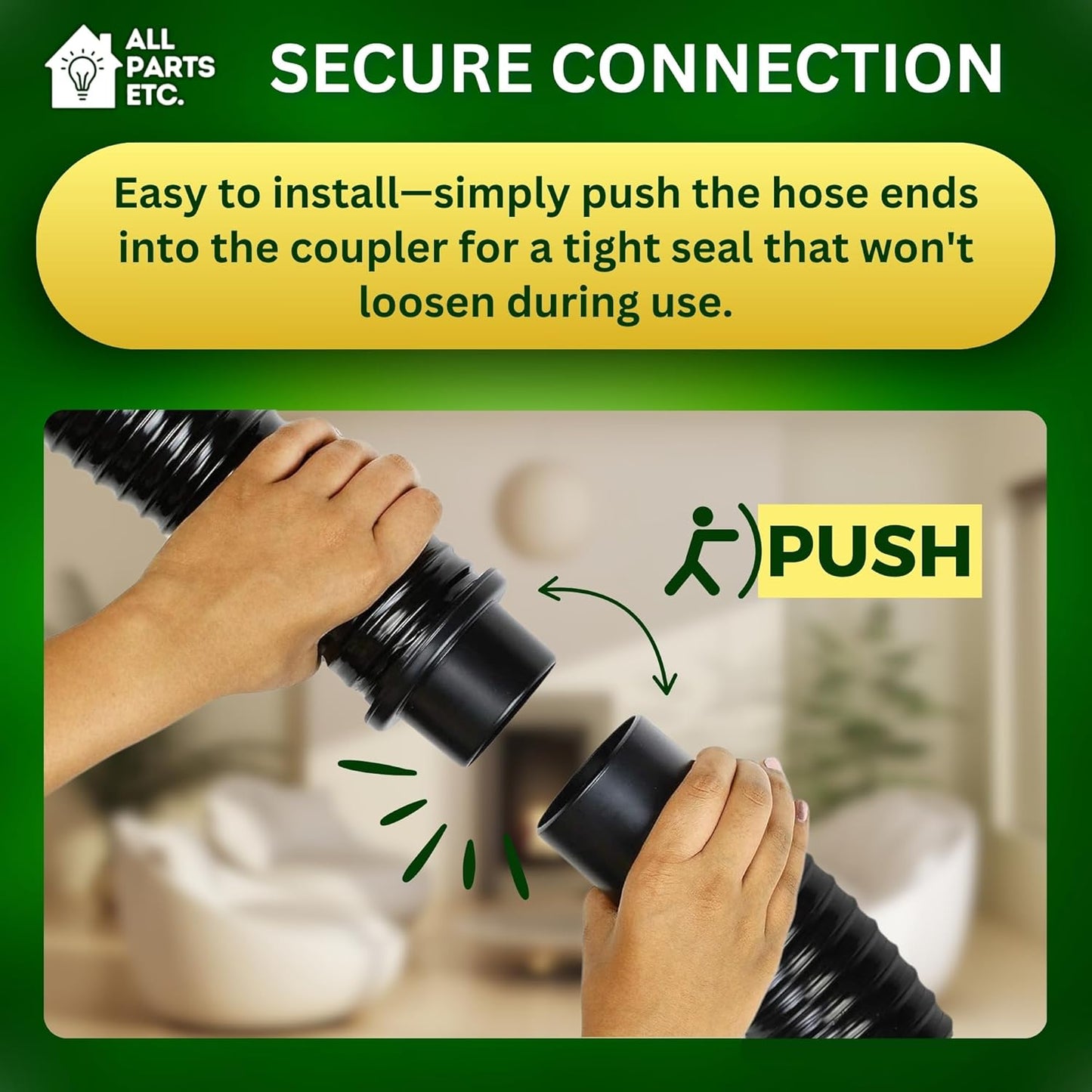 2.5" Vacuum Hose Coupling Connector – Wet Dry Vac Hose Adapter Compatible with Shop Vac, Craftsman & More– Extend Vacuum Reach by Joining 2 Hoses