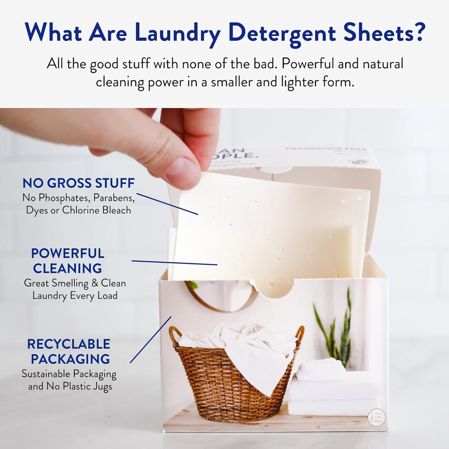 The Clean People Laundry Detergent Sheets - Laundry Soap - Ultra Concentrated, Recyclable Packaging, Stain Fighting - Spring, 32 Pack