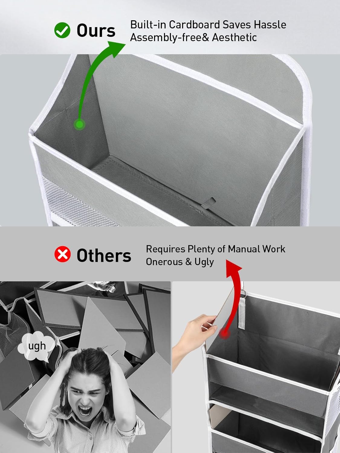 Yecaye 3 Pack Over The Door Organizer, 6-Tier Closet Door Hanging Organizer with 12 Mesh Pockets, Bathroom Organizers and Storage, Ultra Sturdy Large Capacity Over Door Storage Newborn Baby Essentials