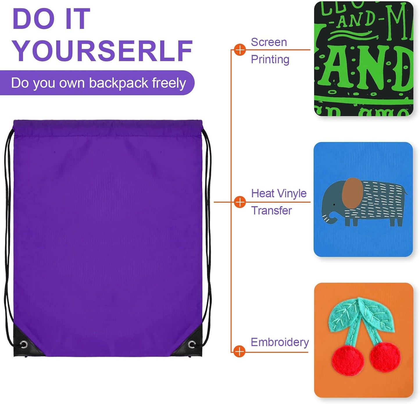 Shappy 100 Pieces Drawstring Bag Gym Portable String Sack Backpacks Polyester Blank Cinch Drawstring Bags for Sports Travel DIY Gift Storage Set, 10 Colors