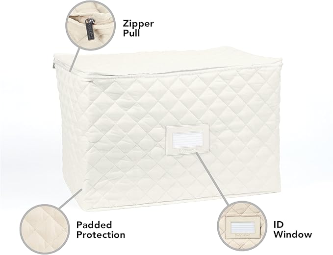 Covermates Keepsakes - Serveware Storage - Padded Protection - ID Window - Stain Resistant - Machine Washable - China Storage, Cream