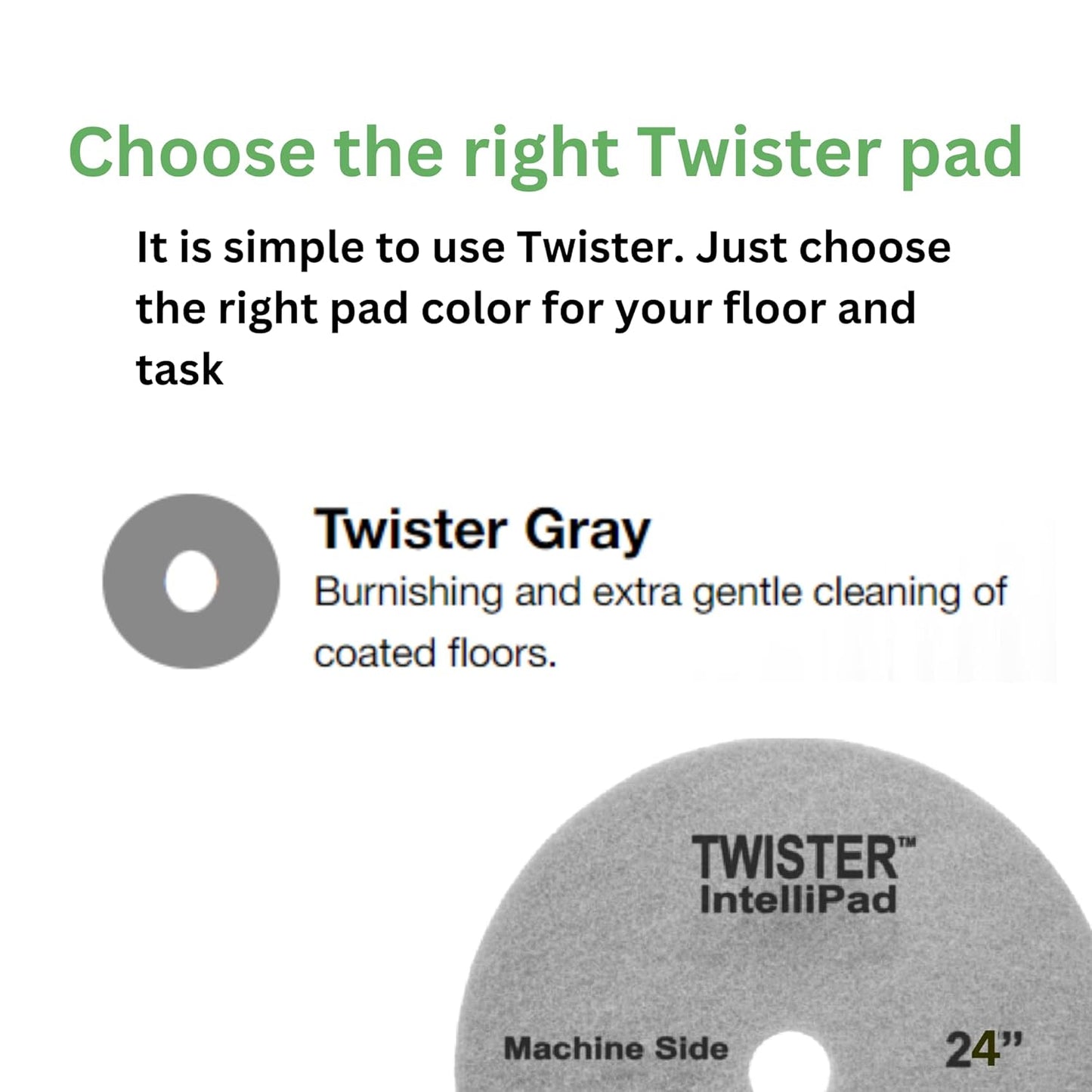 Diversey DDT800354 TASKI Twister Intellipad Diamond Coated Floor Machine Cleaning Pad, Made in USA, Burnish to High Super Gloss Finish, Grey/Brown, 24-inch (Pack of 2)