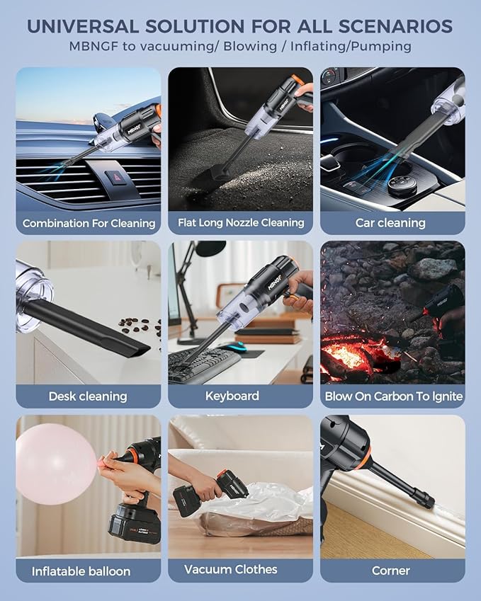 Car Vacuum Portable Cordless,High Power Suction & Blower, Wireless Handheld Vacuum Cleaner for Car, Home, Office, Pet(Coal Black)