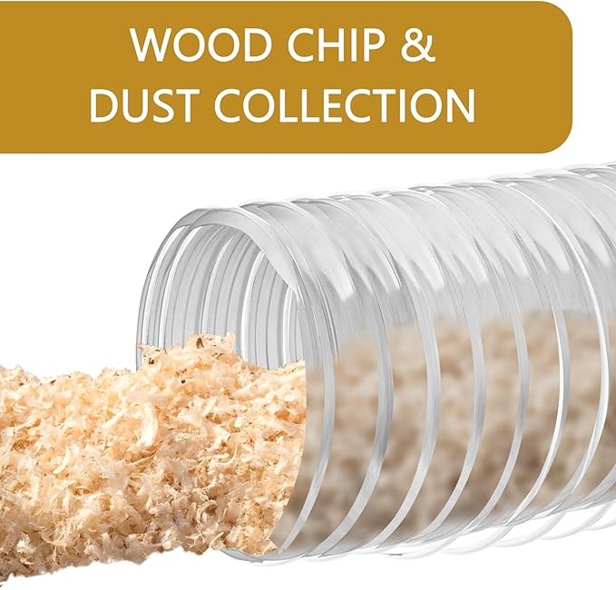 PVC Dust Collection Hose 4" x 10', Puncture Resistant Clear PVC Dust Collection Hose for dust collection systems by Oycevila