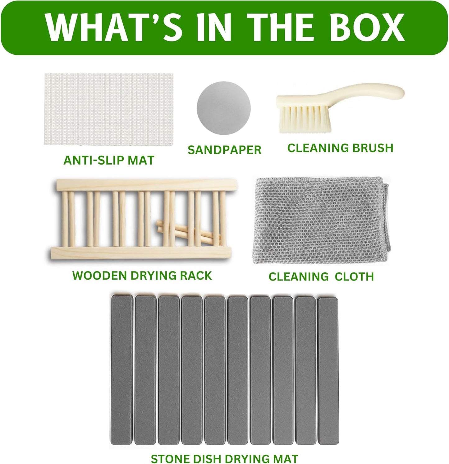 Stone Dish Drying Mat – Large 24×16 Quick Dry Stone Mat Kitchen, Diatomaceous Earth Dish Drying Mat for Kitchen Counter with Wooden Drying Rack, Fast Drying Stone Mat, Eco-Friendly & Super Absorbent