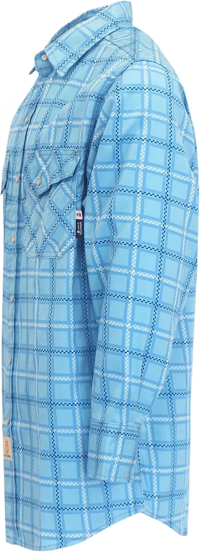 BOCOMAL FR Shirts for Men Printed Plaid Flame Resistant NFPA2112/CAT2 6.5oz Lightweight Fire Retardant Shirt