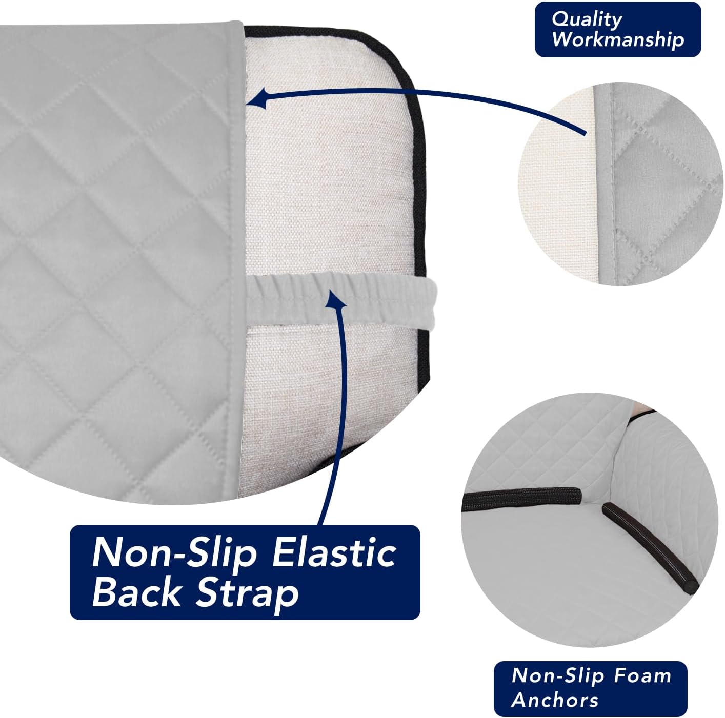 PureFit Reversible Quilted Sofa Cover, Water Resistant Furniture Protector, Washable Couch Cover with Non Slip and Elastic Straps for Kids, Dogs, Pets (Oversized Loveseat, Light Gray/Light Gray)