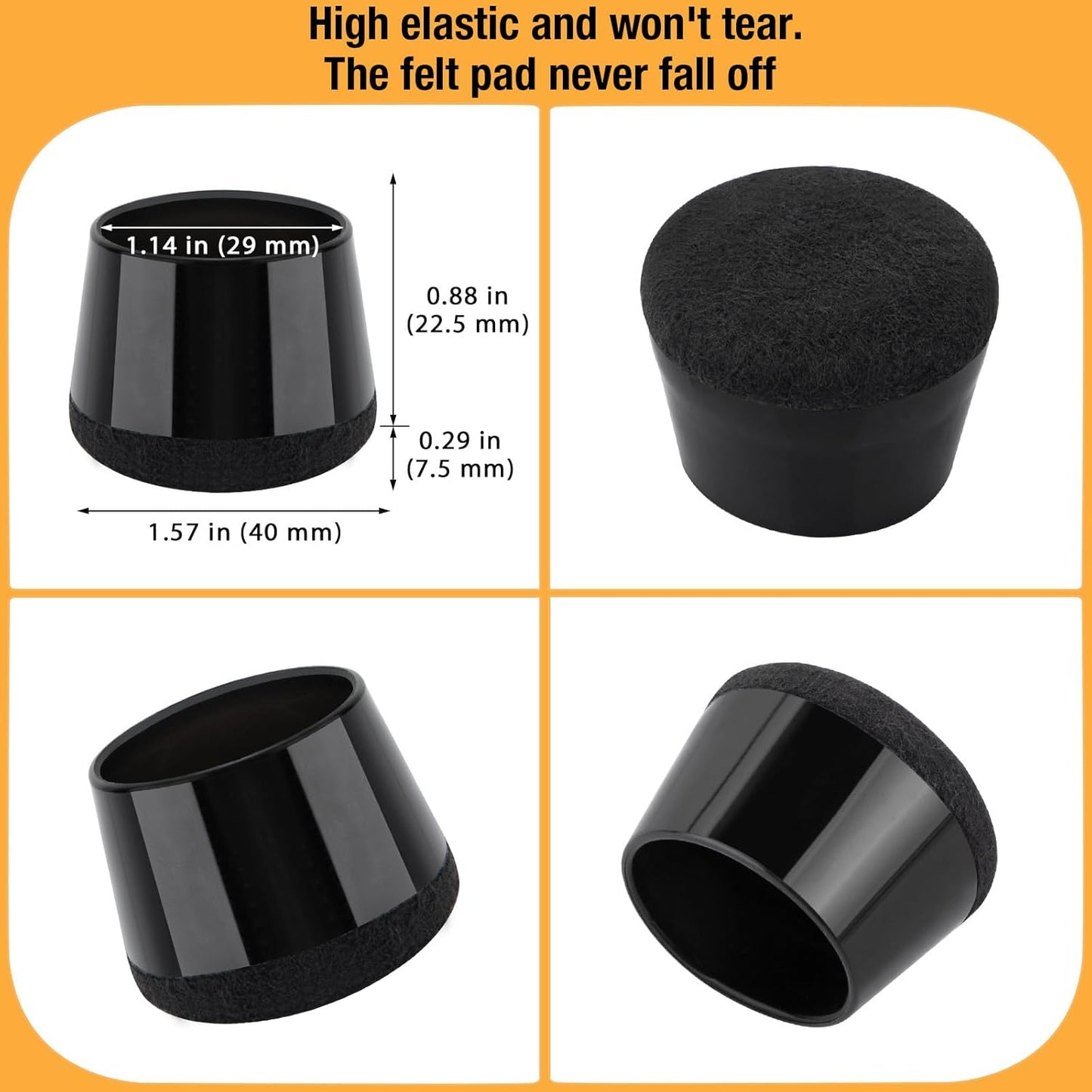 16 Pcs New Chair Leg Floor Protectors, Silicone Chair Leg Protectors for Hardwood Floors, Floor Protectors for Chairs, Chair Leg Caps Protect Wooden Floors from Scratching, Won't Tear