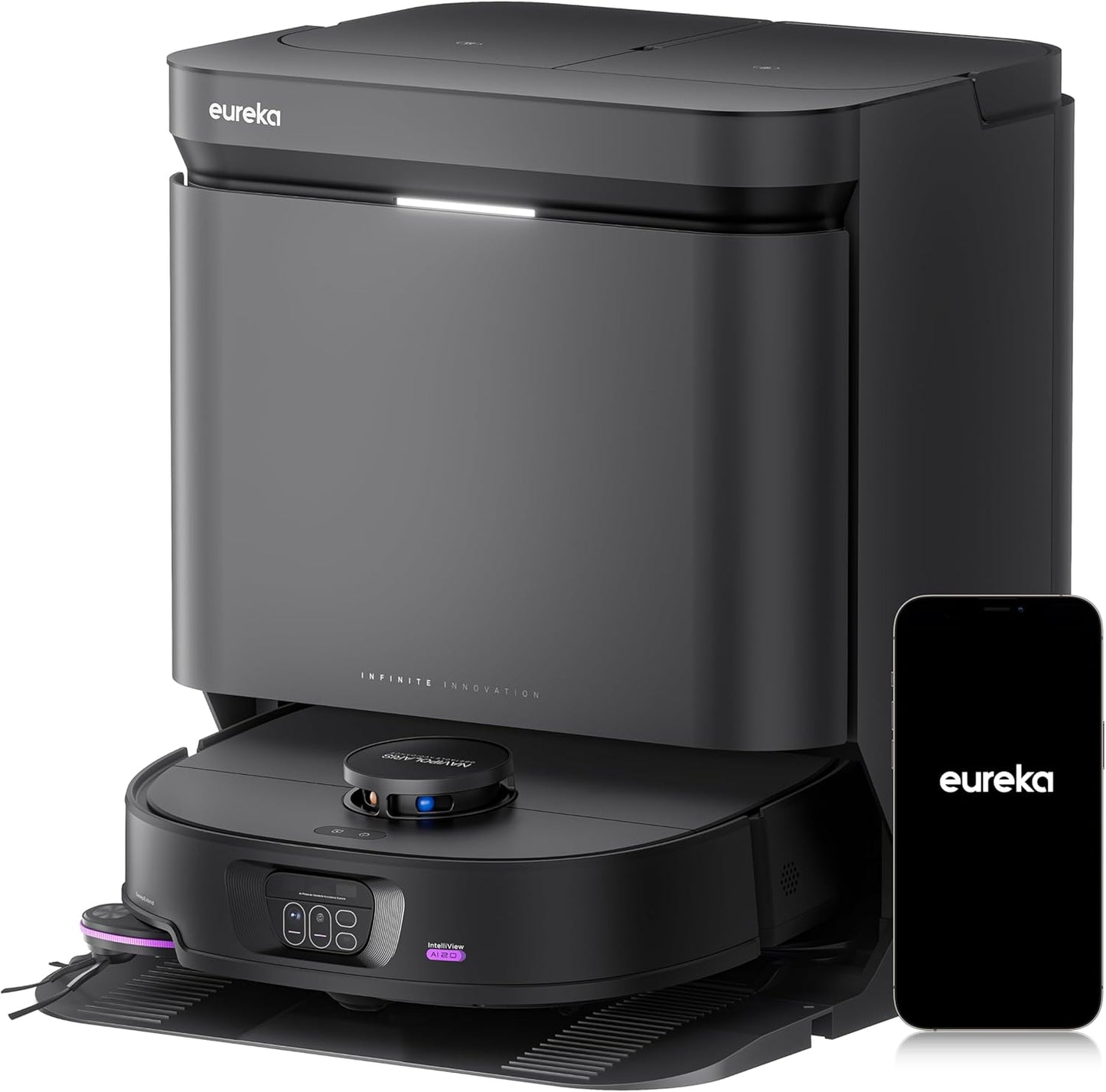 Eureka J15 Max Ultra Self-Emptying Robot Vacuum Combo All-in-one, 22,000 Pa Suction 176℉ Hot Water Wash 131°F Hot Air Dry Self-Cleaning Base Tray, Flex-Arm Mop Anti-Tangle RTCam AI Obstacle Avoidance