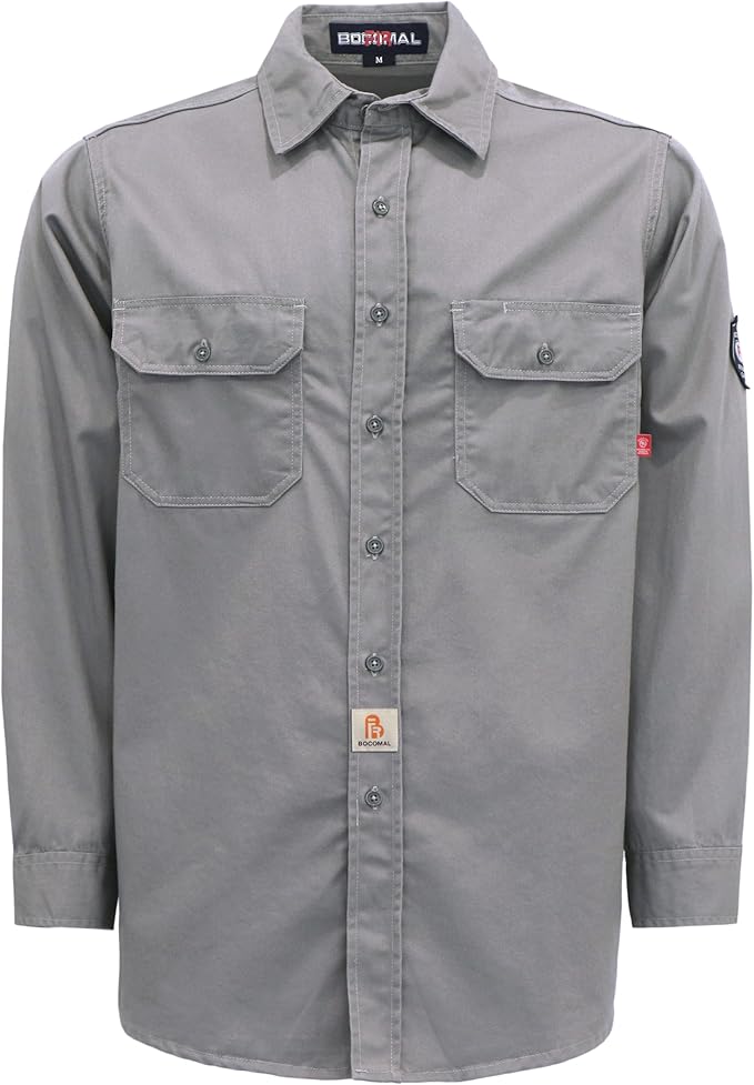 BOCOMAL FR Shirts 6.25oz Lightweight Welding Shirts Flame Resistant Men's Fire Retardant Shirt