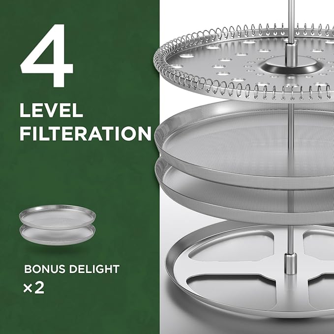 French Press Coffee Maker - 21 Ounce / 600ML, Stainless Steel & Heat-Resistant Borosilicate Glass - Ideal for Cold Brew, Espresso, 4-Filter System