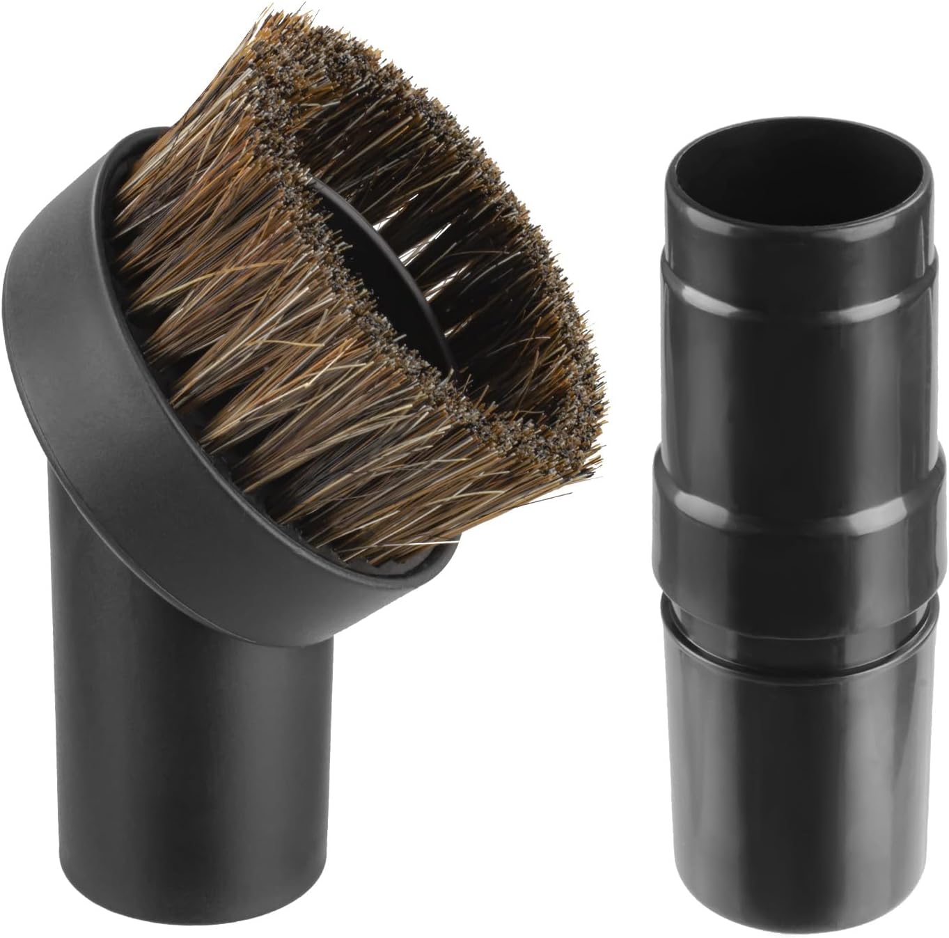 25mm Horse Hair Round Dust Brush, 1.25" Vacuum Brush Attachment with Vacuum Hose Adapter for Shark Vacuum and Shop Vac and Most Household Vacuum Cleaners - 2 Pcs
